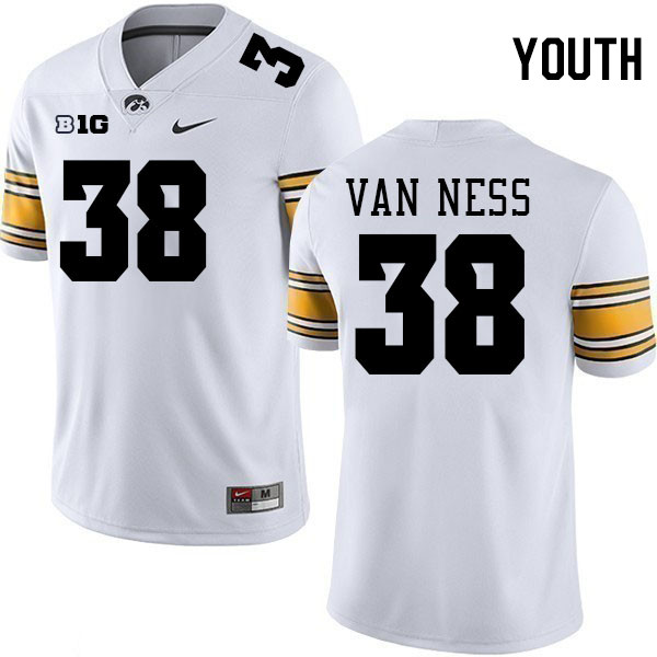 Youth #38 Devan Van Ness Iowa Hawkeyes College Football Jerseys Stitched-White